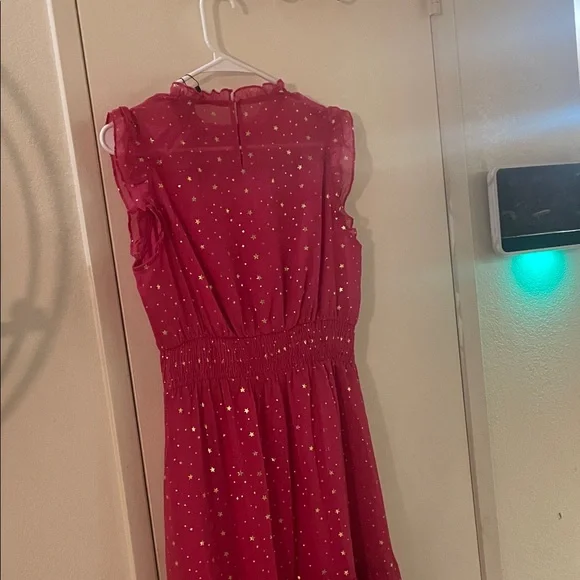 Allegra K Smocked Waist Gilding Metallic Stars Chiffon Dress - Picture 11 of 11